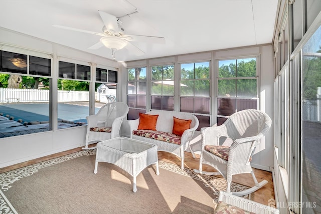 700 Sunbrite Ln, Piscataway, NJ 08854 - sunroom with a ceiling fan and an outdoor living space