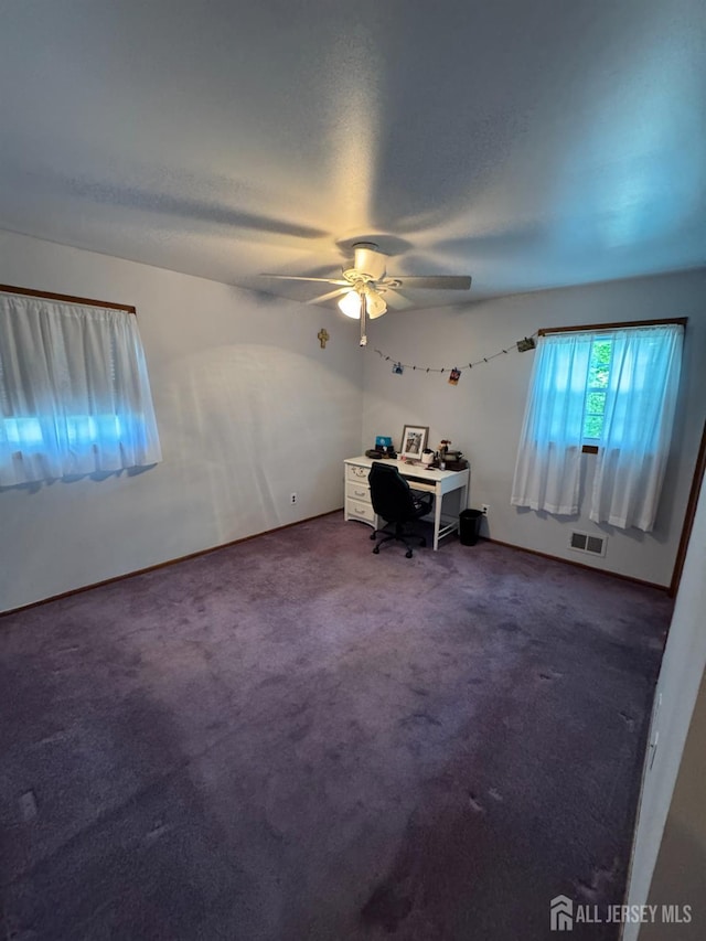32 Gere Pl, Fanwood, NJ 07023 - unfurnished office featuring a ceiling fan and dark carpet