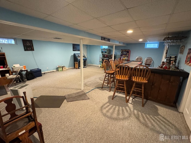 32 Gere Pl, Fanwood, NJ 07023 - indoor dry bar featuring carpet floors and a drop ceiling