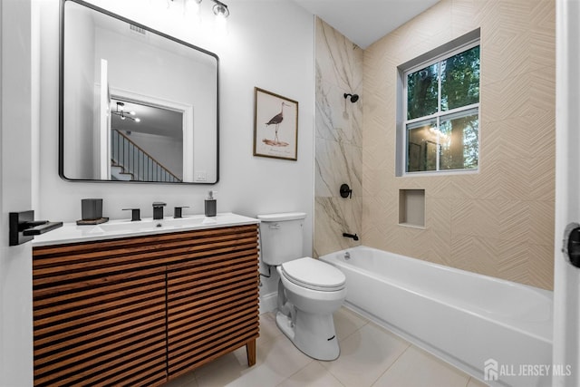 2 Beech Ln, Edison, NJ 08820 - full bath with toilet, vanity, tub / shower combination, tile patterned floors, and baseboards