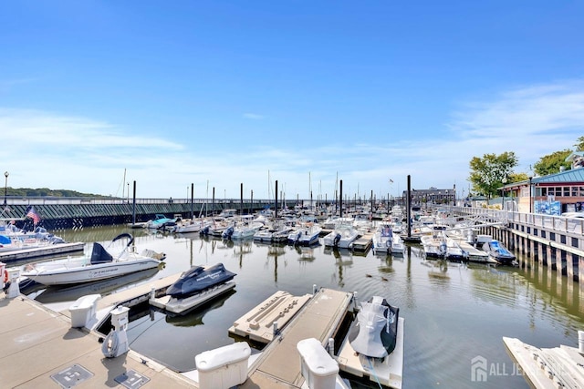 view of dock featuring a water view