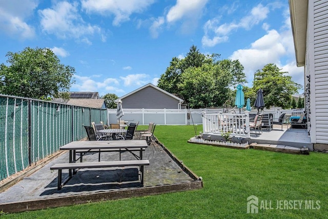 557 Howard Ave, Middlesex, NJ 08846 - fenced backyard featuring outdoor dining space and a patio