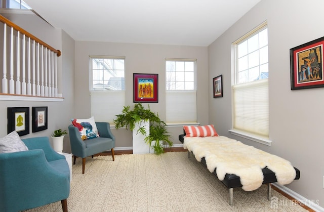 living area with baseboards