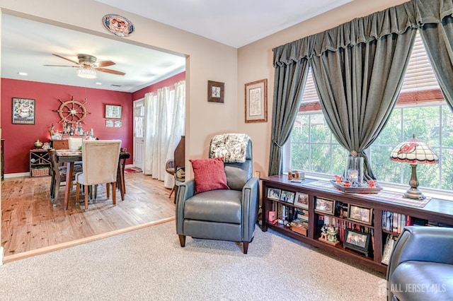312 Bunnell Pl, Lacey, NJ 08731 - dining area featuring plenty of natural light, a ceiling fan, wood finished floors, and baseboards