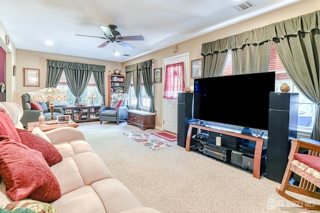 312 Bunnell Pl, Lacey, NJ 08731 - living area with carpet and ceiling fan