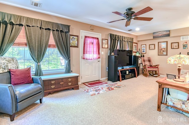 312 Bunnell Pl, Lacey, NJ 08731 - carpeted living room with ceiling fan and baseboards