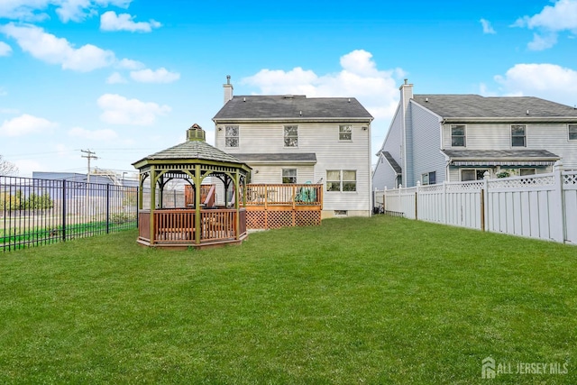 220 Raritan St, South Amboy, NJ 08879 - back of house featuring a gazebo, a fenced backyard, and a deck
