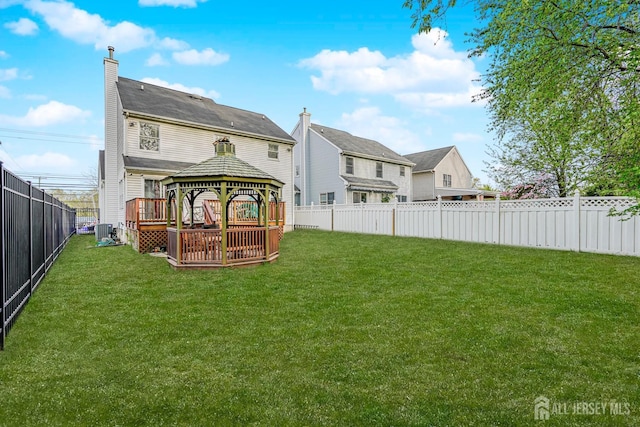 220 Raritan St, South Amboy, NJ 08879 - rear view of house with a gazebo, a fenced backyard, and a chimney