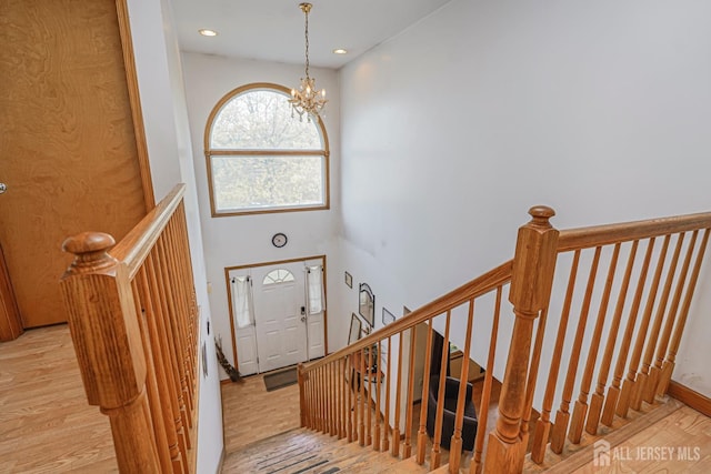 220 Raritan St, South Amboy, NJ 08879 - entryway featuring wood finished floors, a chandelier, and recessed lighting