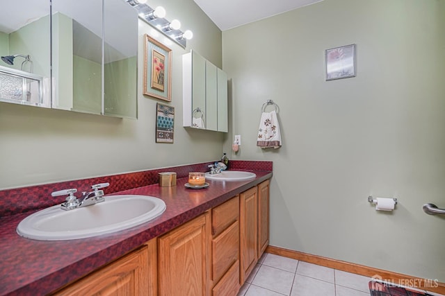 220 Raritan St, South Amboy, NJ 08879 - full bath with tile patterned floors, double vanity, and a shower