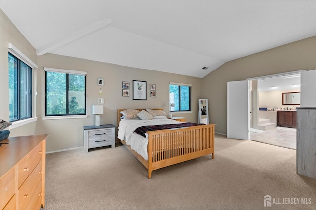 473 E Sayre Dr, Middlesex, NJ 08540 - bedroom with vaulted ceiling, carpet flooring, and ensuite bath