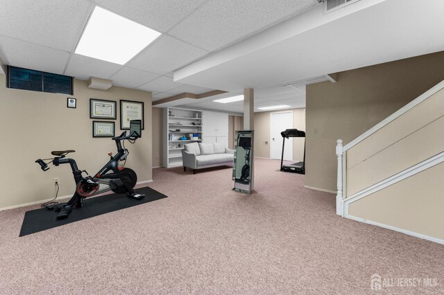 473 E Sayre Dr, Middlesex, NJ 08540 - exercise room featuring carpet and a paneled ceiling