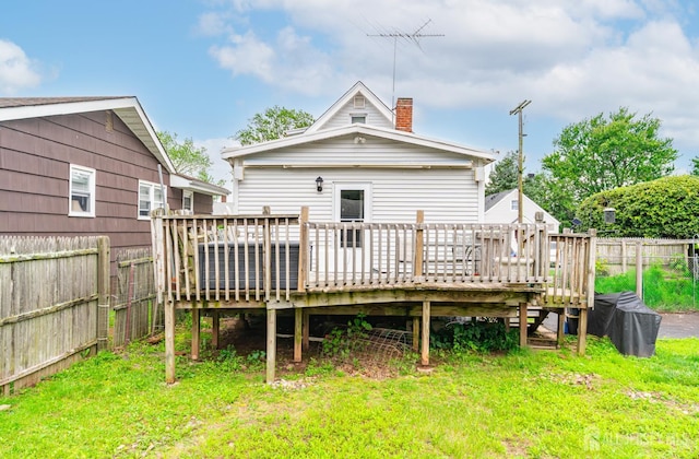 21 Suydam Ave, Edison, NJ 08817 - rear view of house featuring a chimney and a deck