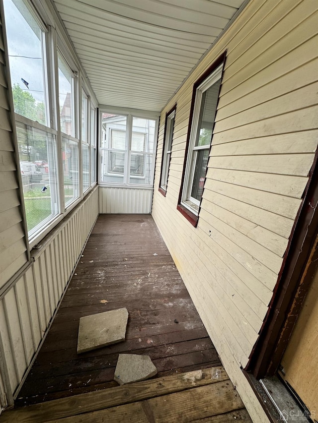 view of unfurnished sunroom