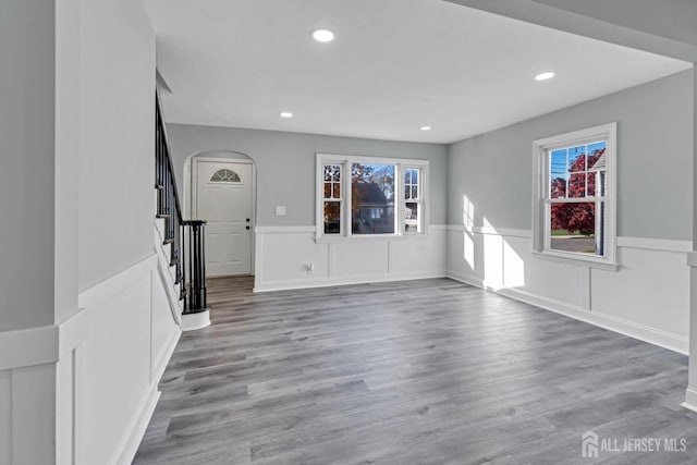 interior space with hardwood / wood-style flooring