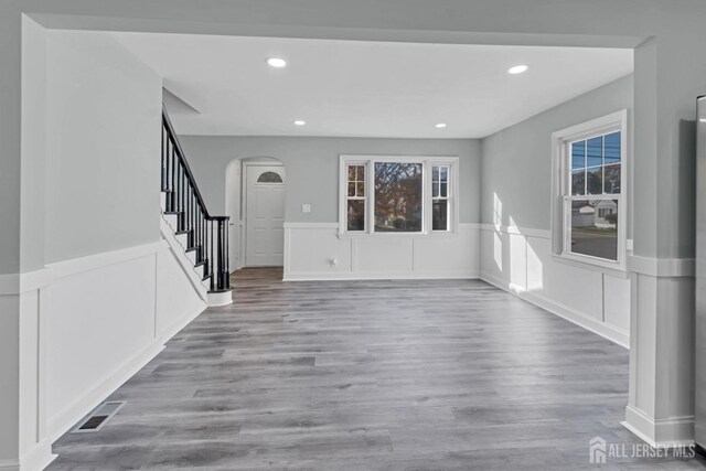 entryway with light hardwood / wood-style floors