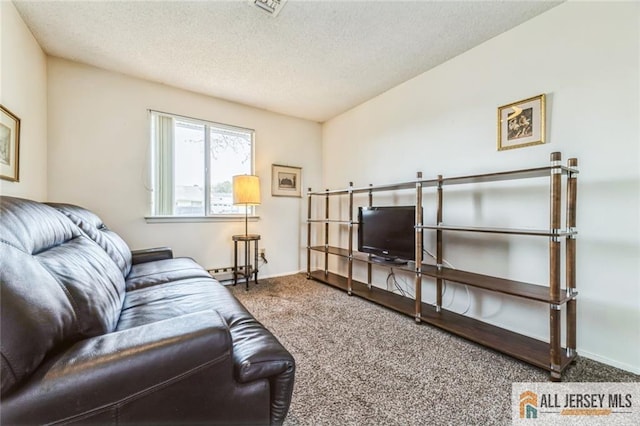 159 Pitman Rd Unit C, Monroe, NJ 08831 - carpeted living area featuring baseboards and a textured ceiling