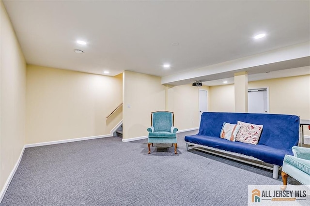 907 Maple Hill Dr Unit 907, Woodbridge Proper, NJ 07095 - living area with recessed lighting, carpet floors, and stairs