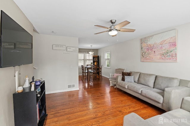 315 D St, Middlesex, NJ 08846 - living room featuring ceiling fan and wood finished floors