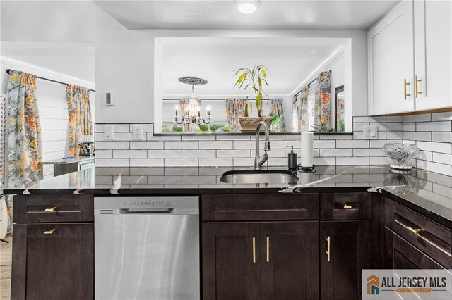 275 Convent Rd Unit 275A, Monroe, NJ 08831 - kitchen featuring dishwasher, dark countertops, backsplash, and white cabinets