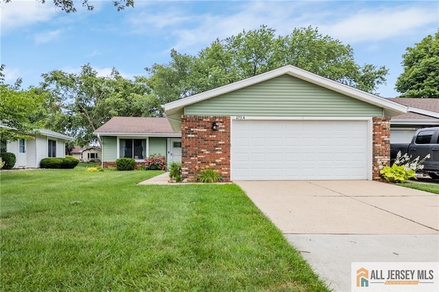 275 Convent Rd Unit 275A, Monroe, NJ 08831 - ranch-style house featuring brick siding, concrete driveway, a front yard, and a garage