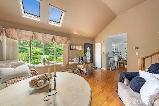 101 Weston Rd, Franklin, NJ 08873 - living area featuring light wood finished floors, a skylight, and high vaulted ceiling