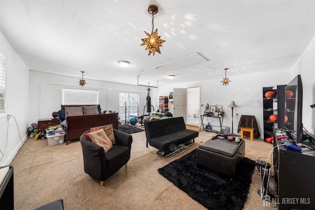 101 Weston Rd, Franklin, NJ 08873 - carpeted living area with attic access