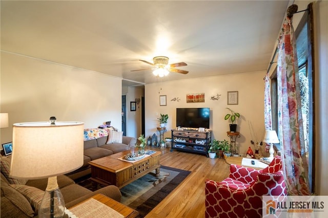 7 Cornell Rd, Old Bridge, NJ 08859 - living room featuring wood finished floors and ceiling fan
