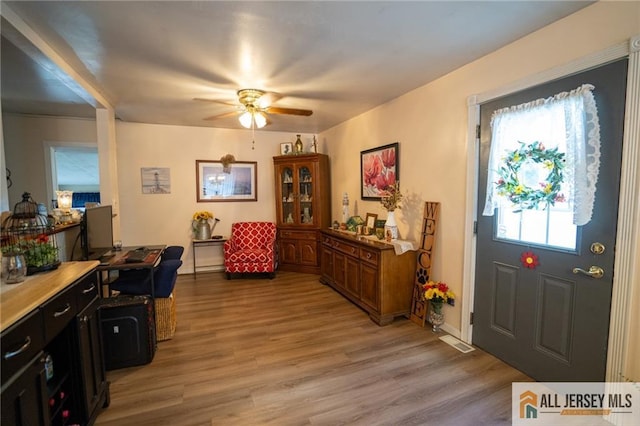 7 Cornell Rd, Old Bridge, NJ 08859 - foyer entrance with light wood-type flooring and ceiling fan