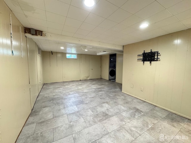 341 David St, South Amboy, NJ 08879 - basement with washer / clothes dryer and wooden walls