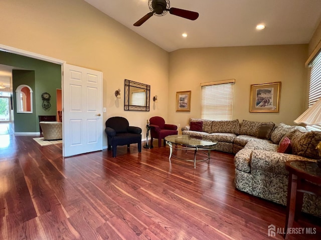 46 Dawson Ln, Monroe, NJ 08831 - living room featuring baseboards, ceiling fan, a wealth of natural light, and wood finished floors