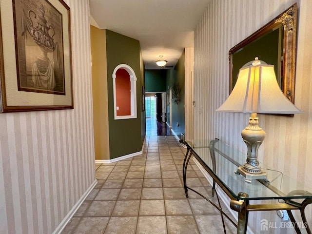 46 Dawson Ln, Monroe, NJ 08831 - hallway with wallpapered walls and baseboards