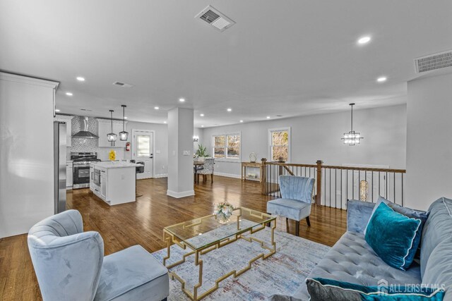 living room featuring hardwood / wood-style flooring