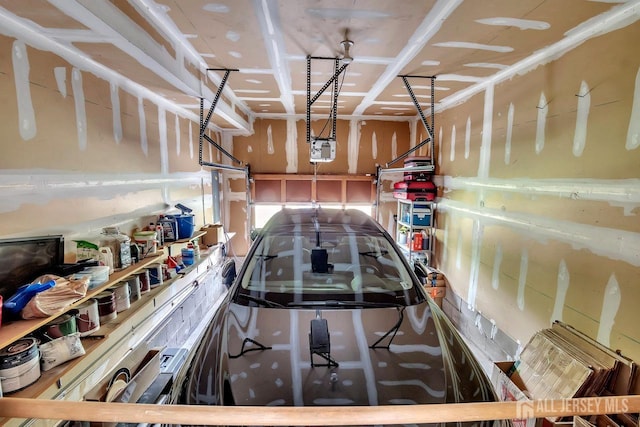 garage with a garage door opener