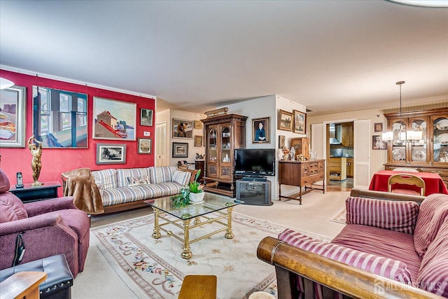 27 Landry Rd, Franklin Twsp, NJ 08873 - living room featuring light colored carpet and crown molding