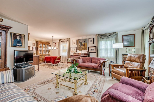 27 Landry Rd, Franklin Twsp, NJ 08873 - carpeted living room with a chandelier