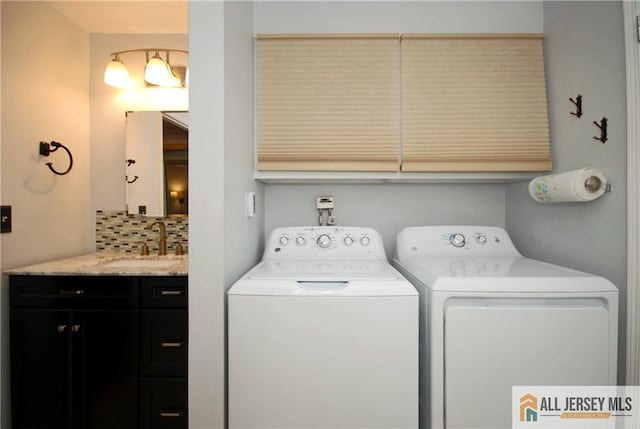 176 Rossmoor Dr Unit C, Monroe, NJ 08831 - laundry room featuring a sink and washer and dryer