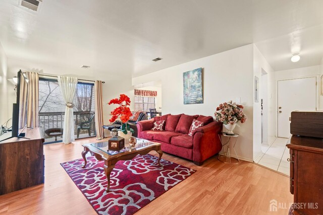 living room featuring light hardwood / wood-style flooring