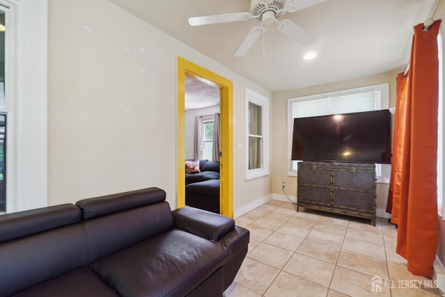 373 Rushmore Ave, Piscataway, NJ 08854 - living area featuring a ceiling fan and light tile patterned flooring