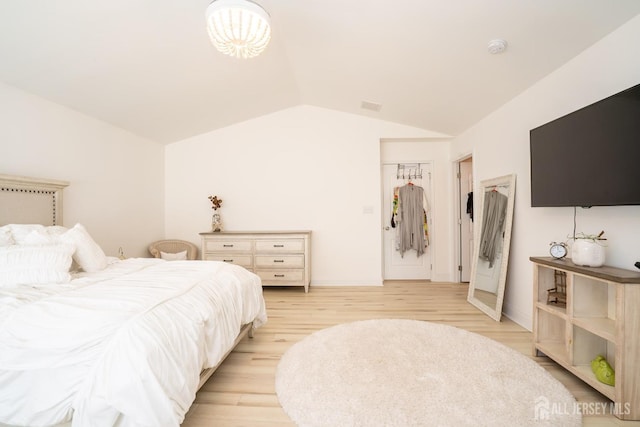 105 Recklesstown Way, Chesterfield, NJ 08515 - bedroom with baseboards, light wood finished floors, and lofted ceiling
