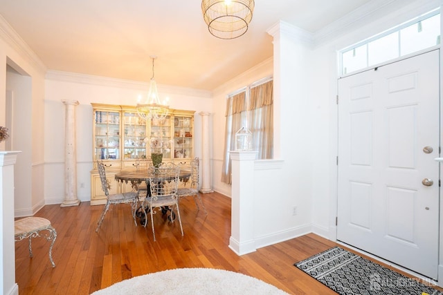 105 Recklesstown Way, Chesterfield, NJ 08515 - entrance foyer with an inviting chandelier, ornamental molding, and hardwood / wood-style flooring