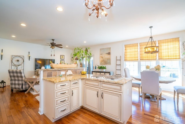 105 Recklesstown Way, Chesterfield, NJ 08515 - kitchen with light wood-type flooring, recessed lighting, pendant lighting, and light stone countertops