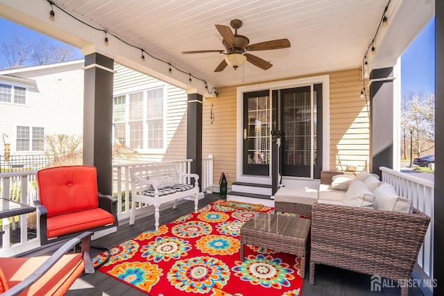 105 Recklesstown Way, Chesterfield, NJ 08515 - view of patio / terrace with ceiling fan and outdoor lounge area