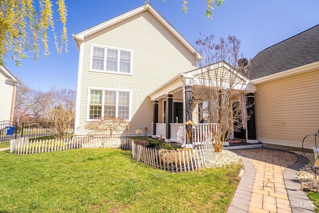 105 Recklesstown Way, Chesterfield, NJ 08515 - back of house with fence, covered porch, and a yard