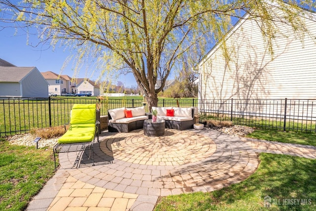 105 Recklesstown Way, Chesterfield, NJ 08515 - view of patio / terrace with fence, outdoor lounge area, and a residential view