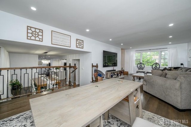 18 Chipper Dr, South Brunswick, NJ 08824 - dining room featuring wood finished floors, recessed lighting, and a chandelier