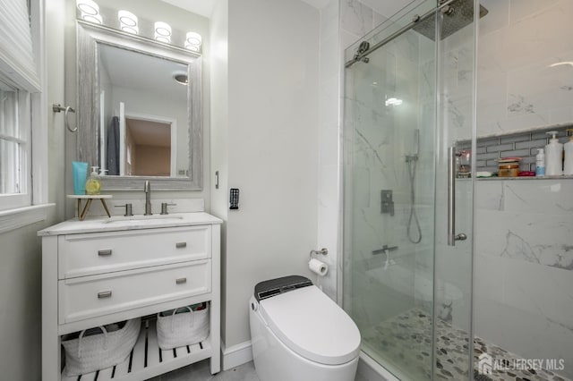 18 Chipper Dr, South Brunswick, NJ 08824 - bathroom featuring a marble finish shower and vanity