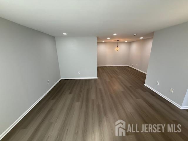 3605 Riddle Ct, Bridgewater, NJ 08807 - empty room with recessed lighting and dark wood-style flooring