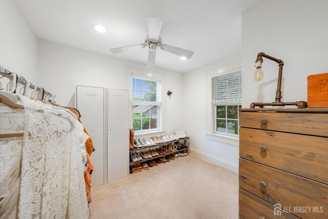 328 John St, Bound Brook, NJ 08805 - bedroom featuring multiple windows, carpet floors, and a ceiling fan