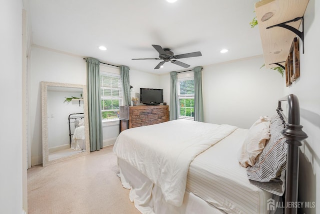 328 John St, Bound Brook, NJ 08805 - carpeted bedroom with recessed lighting and ceiling fan